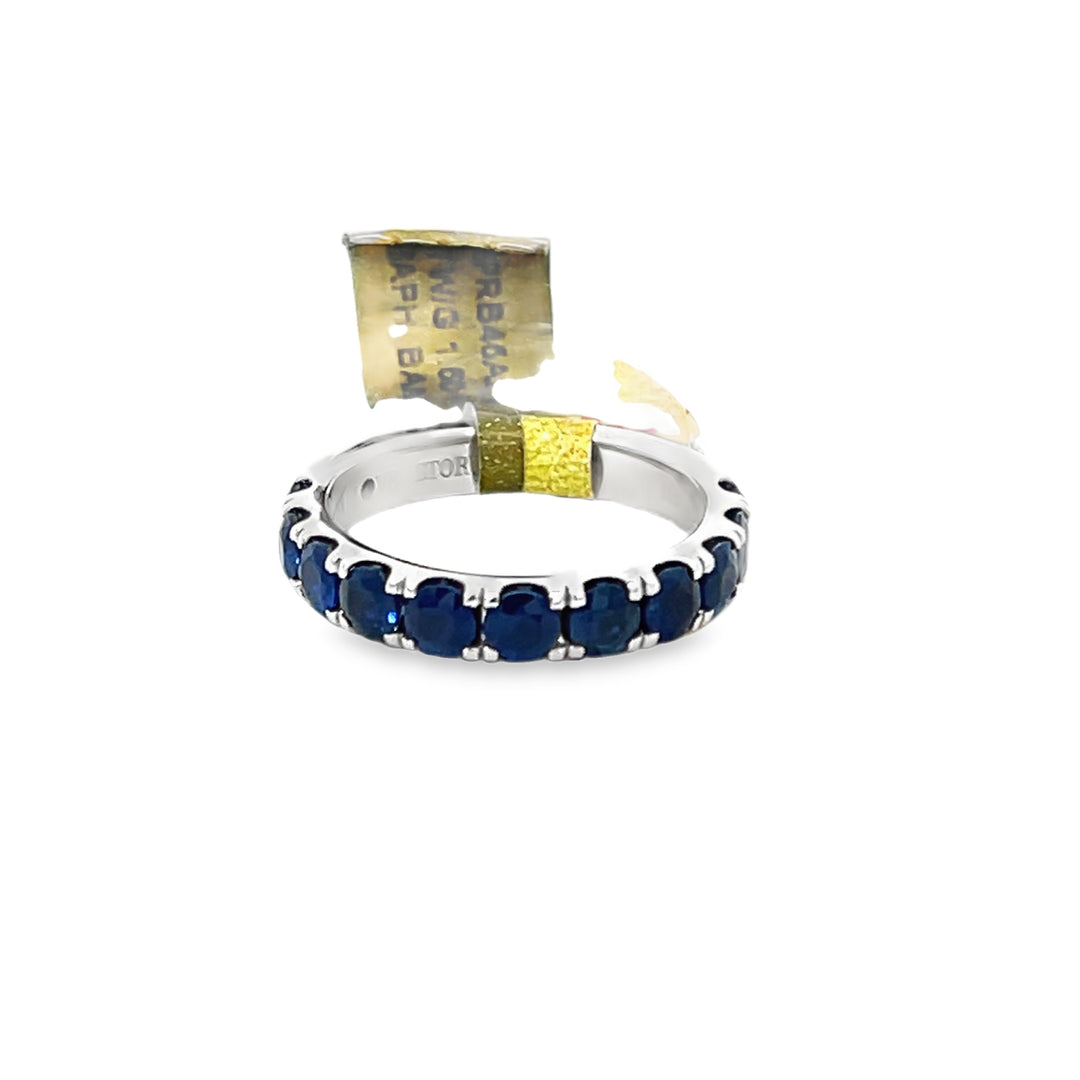 White Gold Eternity Ring with Deep Blue Cabochon Sapphire
