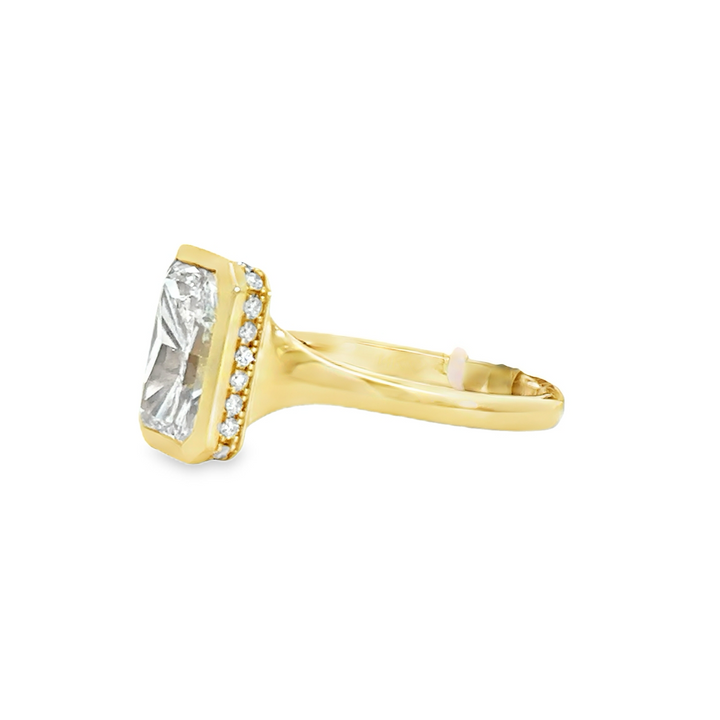 3.03 Carat Radiant Cut Lab-Grown Diamond Bezel Set Ring