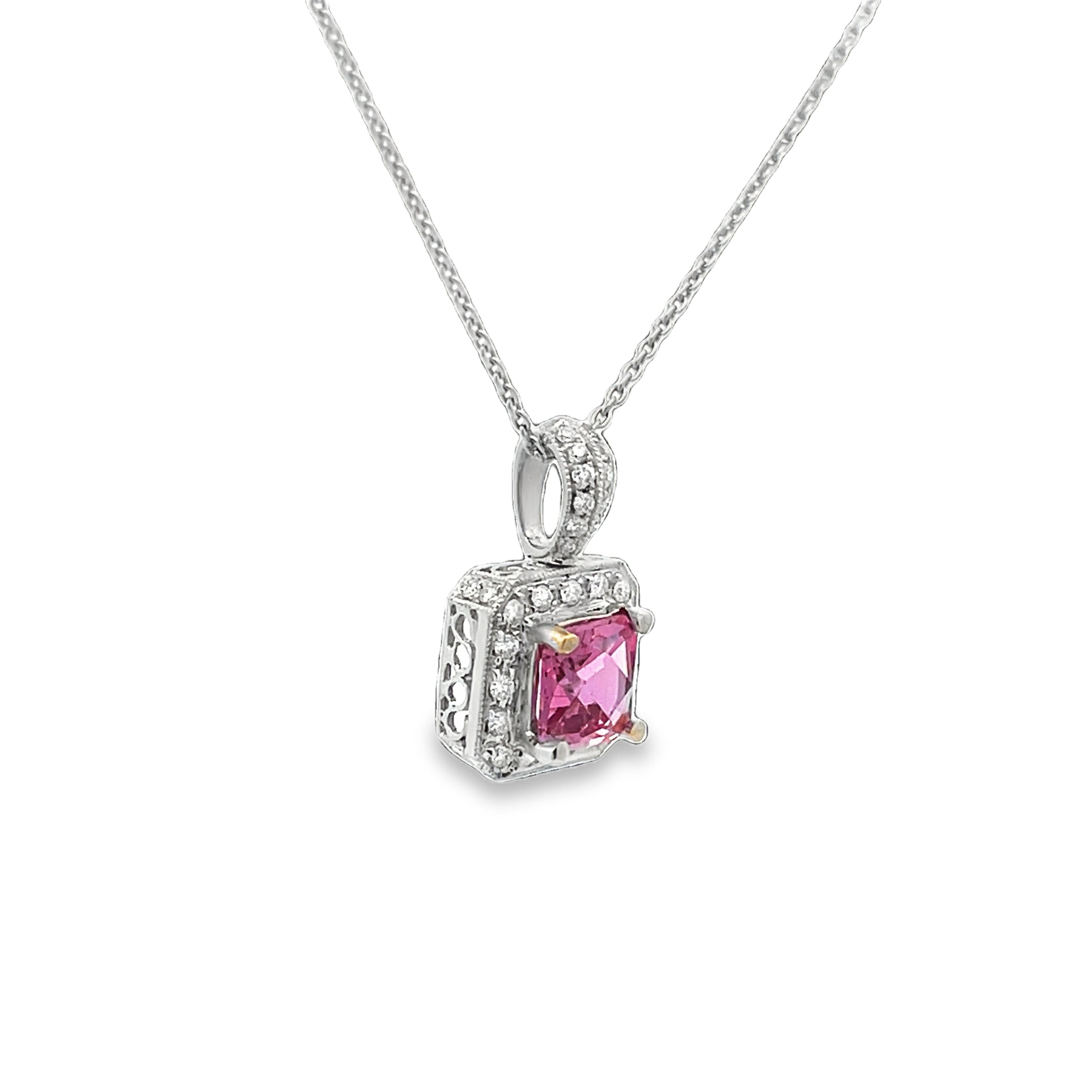 Pink Sapphire Diamond Pendant