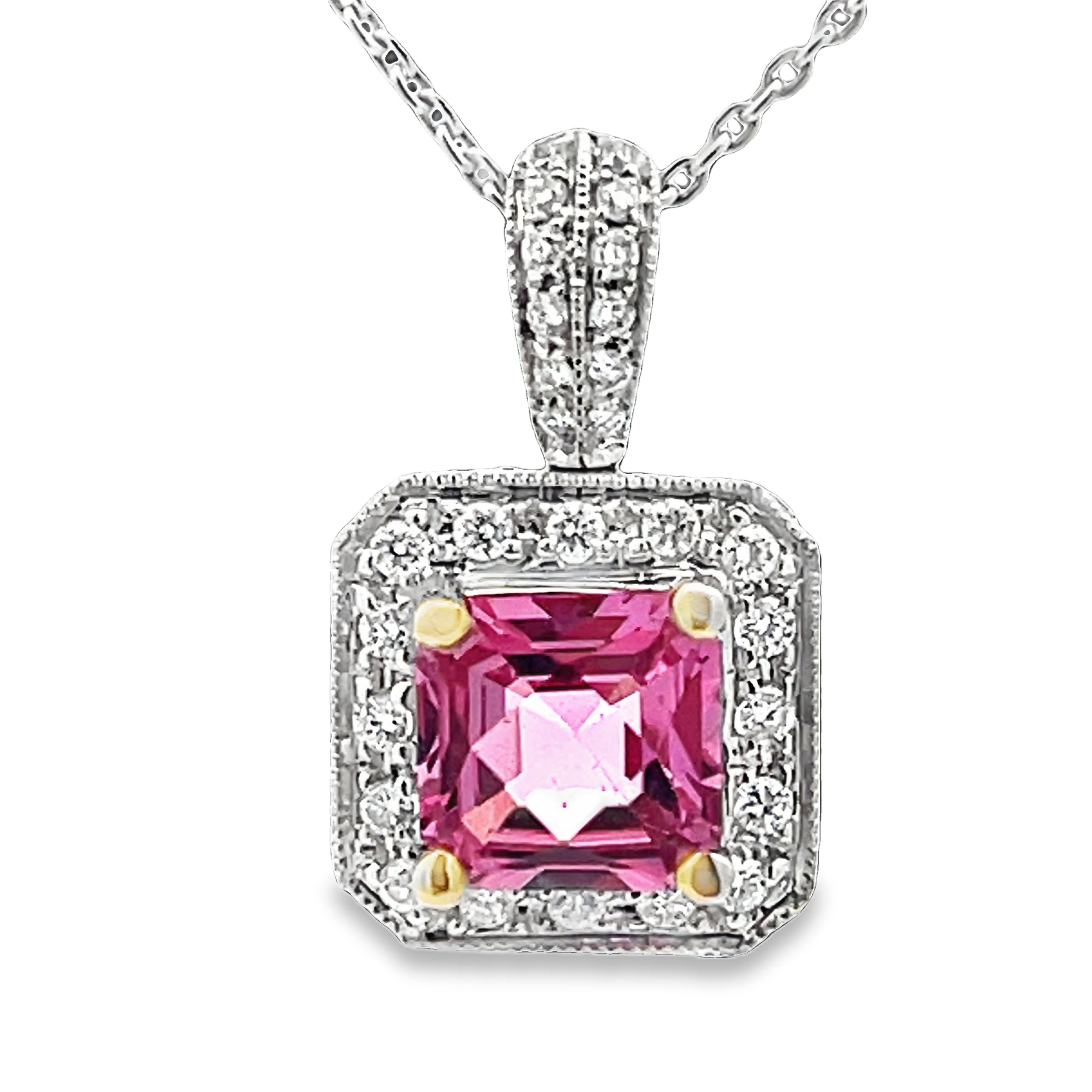 Pink Sapphire Diamond Pendant