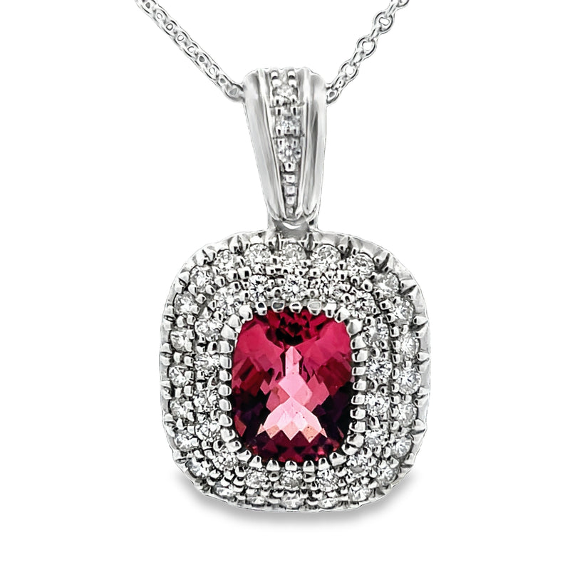 Pink Tourmaline Diamond Pendant