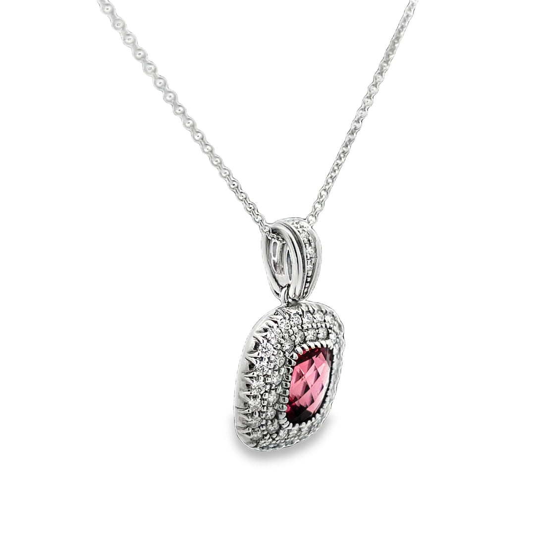 Pink Tourmaline Diamond Pendant
