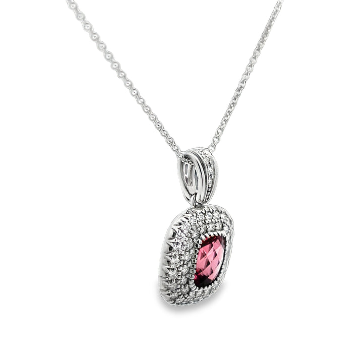 Pink Tourmaline Diamond Pendant