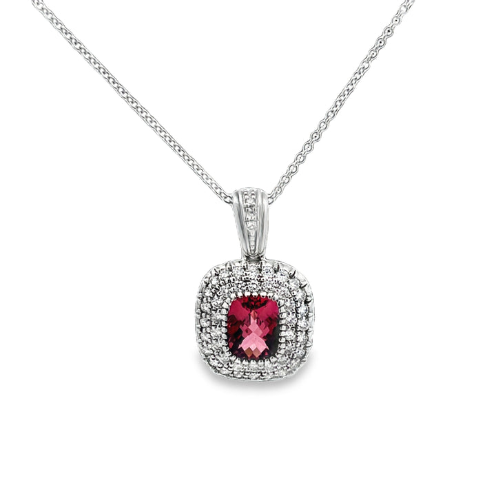 Pink Tourmaline Diamond Pendant