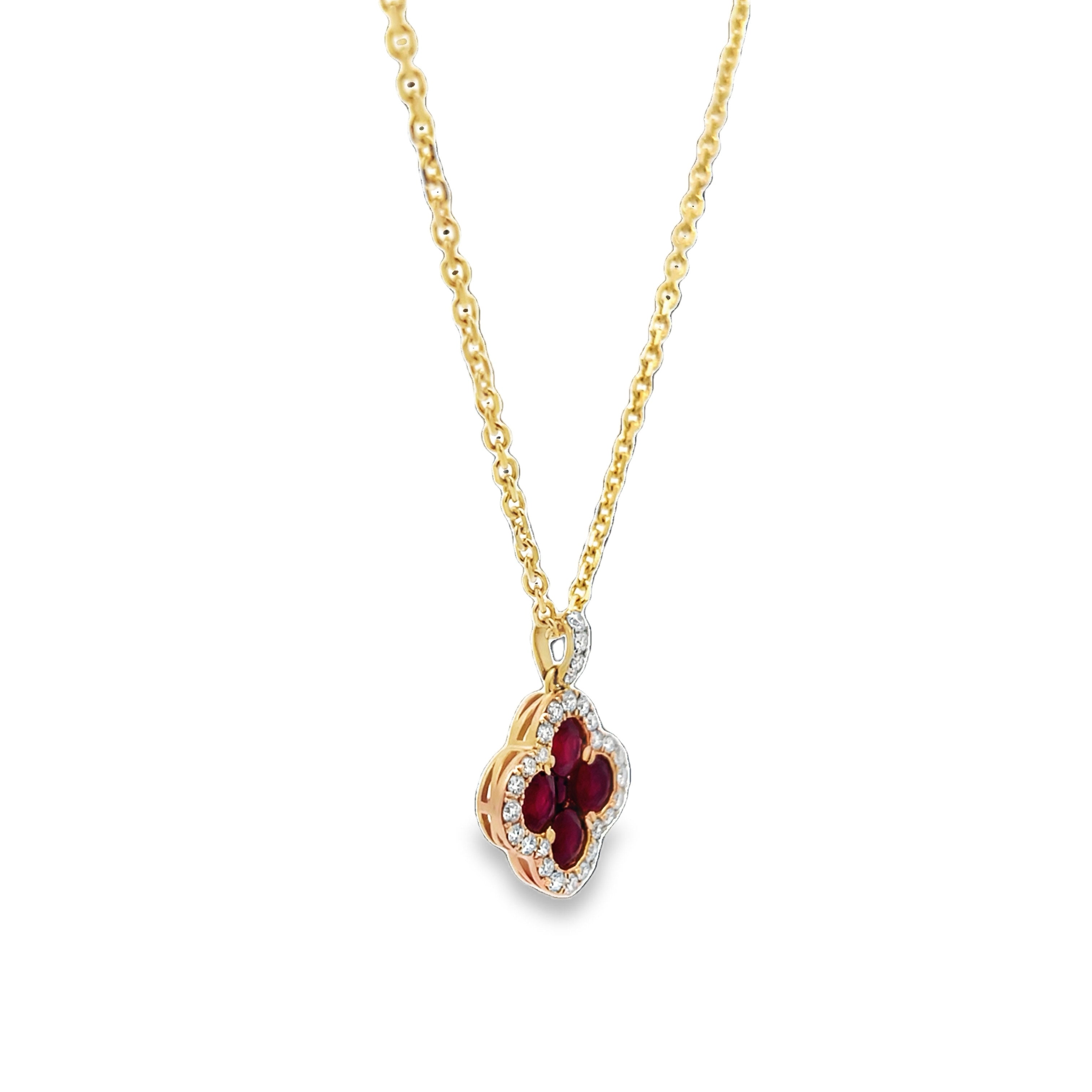 Ruby Clover Diamond Pendant