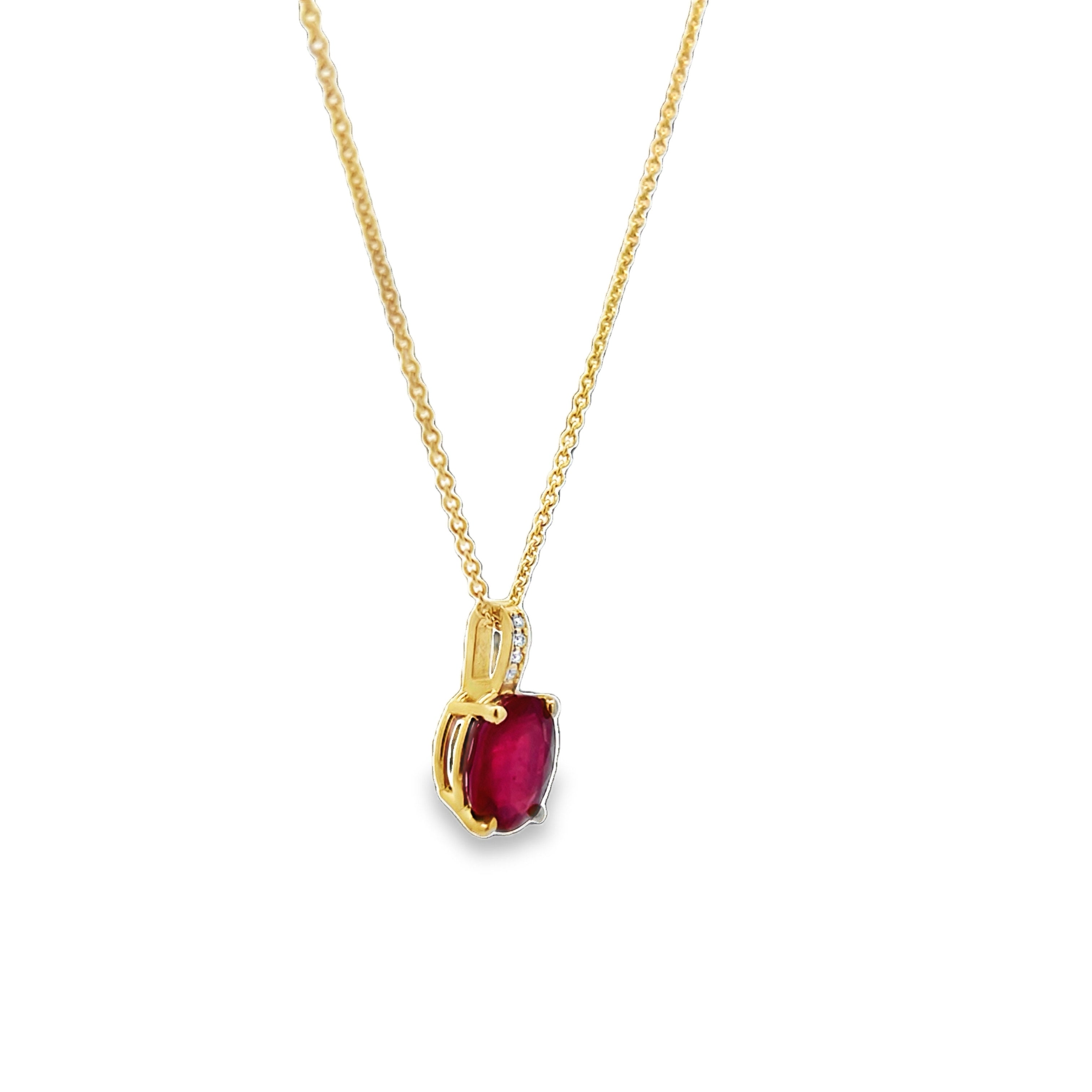 Oval Ruby with Diamonds Pendant