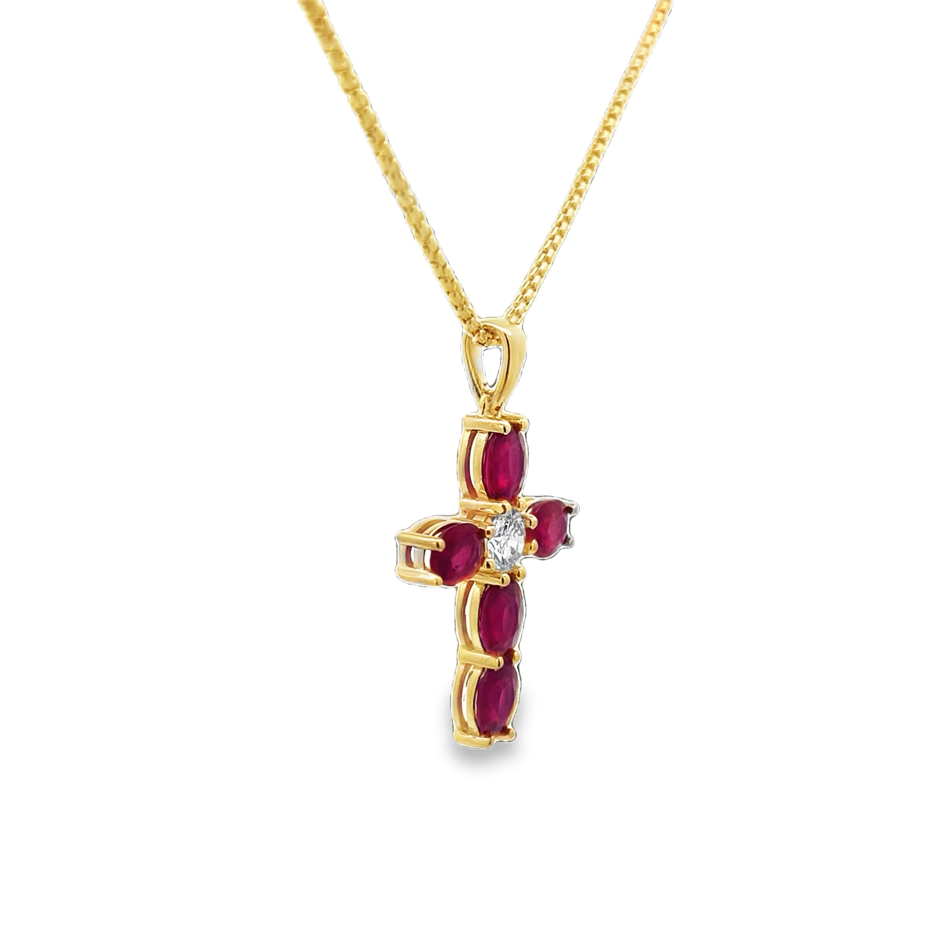 Ruby and Diamond Cross Pendant