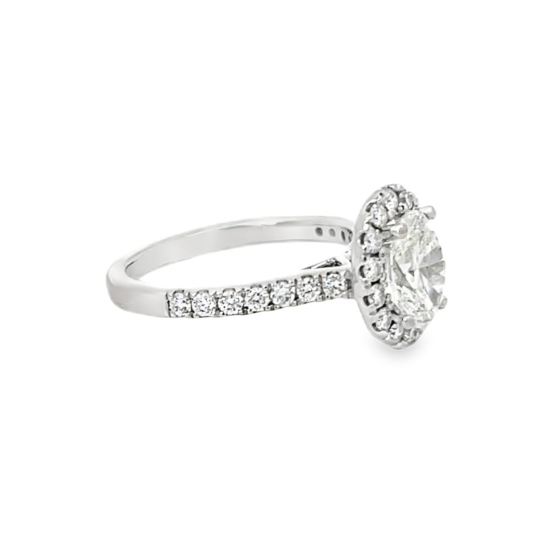 White Gold Halo with Oval Diamond 1.01 Carats