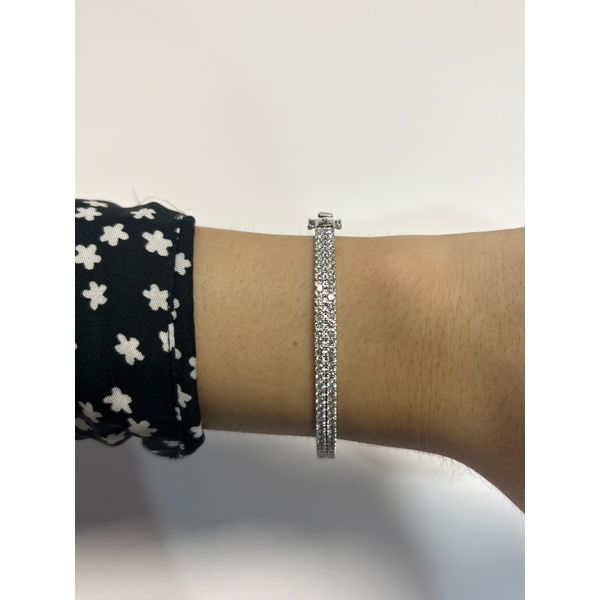 Diamond Two Row Bracelet in 14K White Gold with 2.02 Carat Total Natural Round Diamonds
