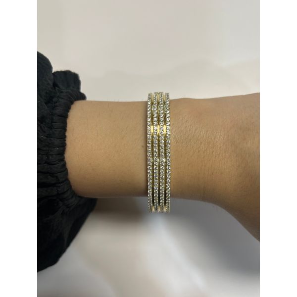 Gold Portofino 4 Row Bangle Bracelet 18K Yellow Gold 3.75 Carat Total