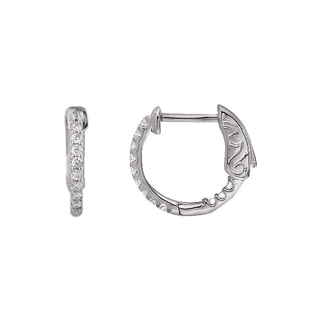 Inside-Outside Hinged Hoop Earrings with Imitation White Cubic Zirconia