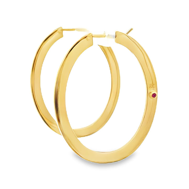 18K Yellow Gold Flat Hoop Earrings