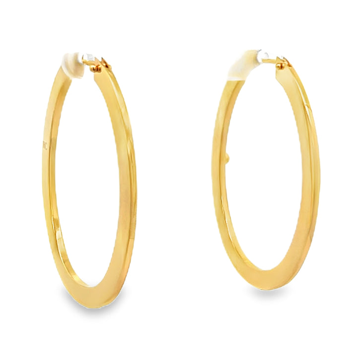 18K Yellow Gold Flat Hoop Earrings