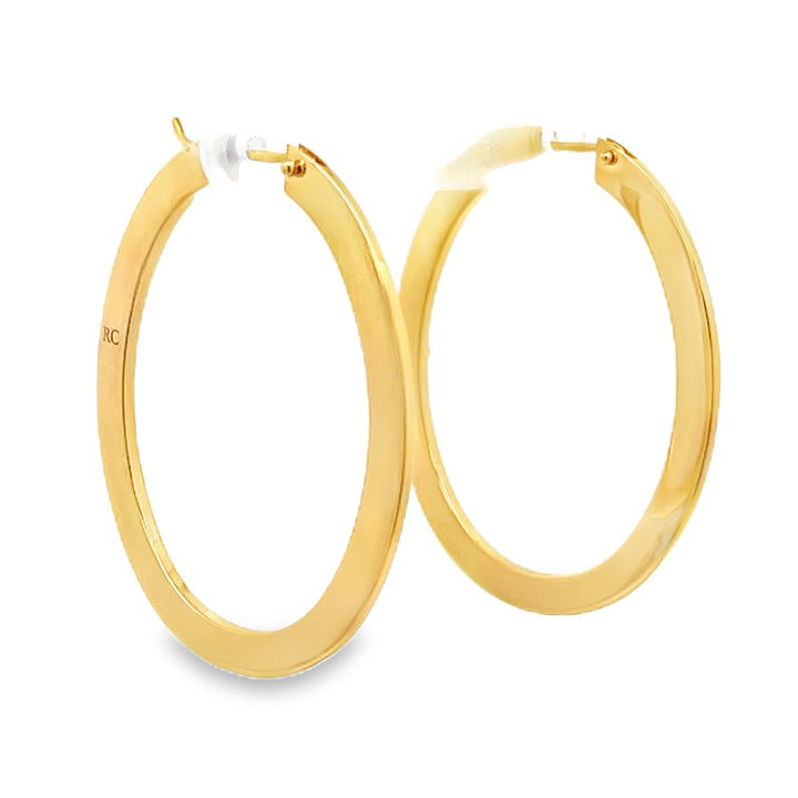 18K Yellow Gold Flat Hoop Earrings
