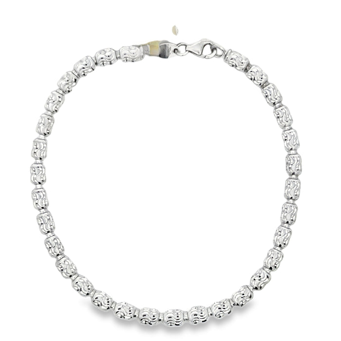 10K White Gold 4mm Diamond Cut Bracelet