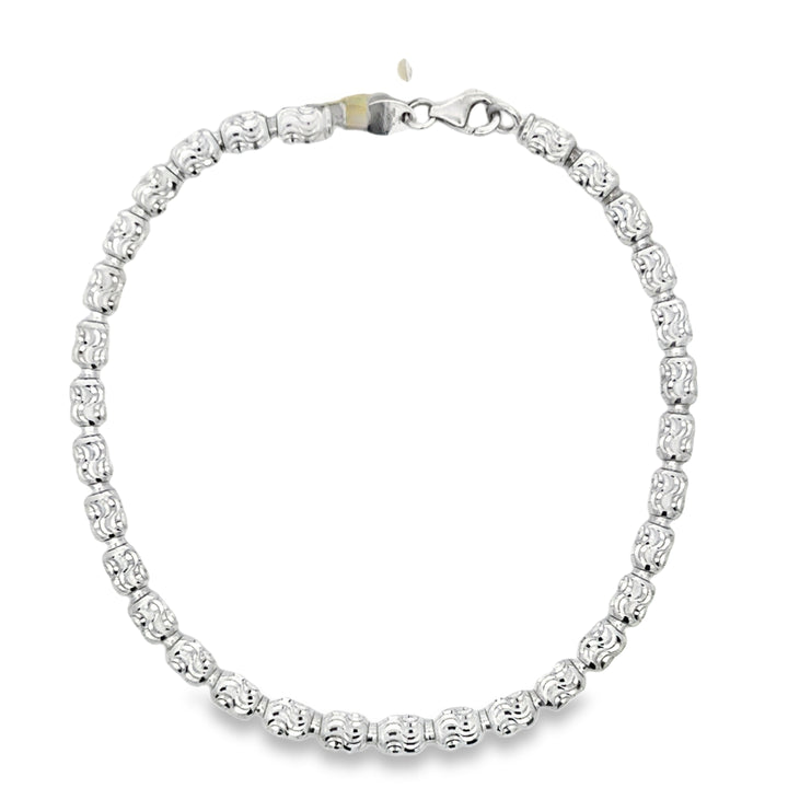 10K White Gold 4mm Diamond Cut Bracelet