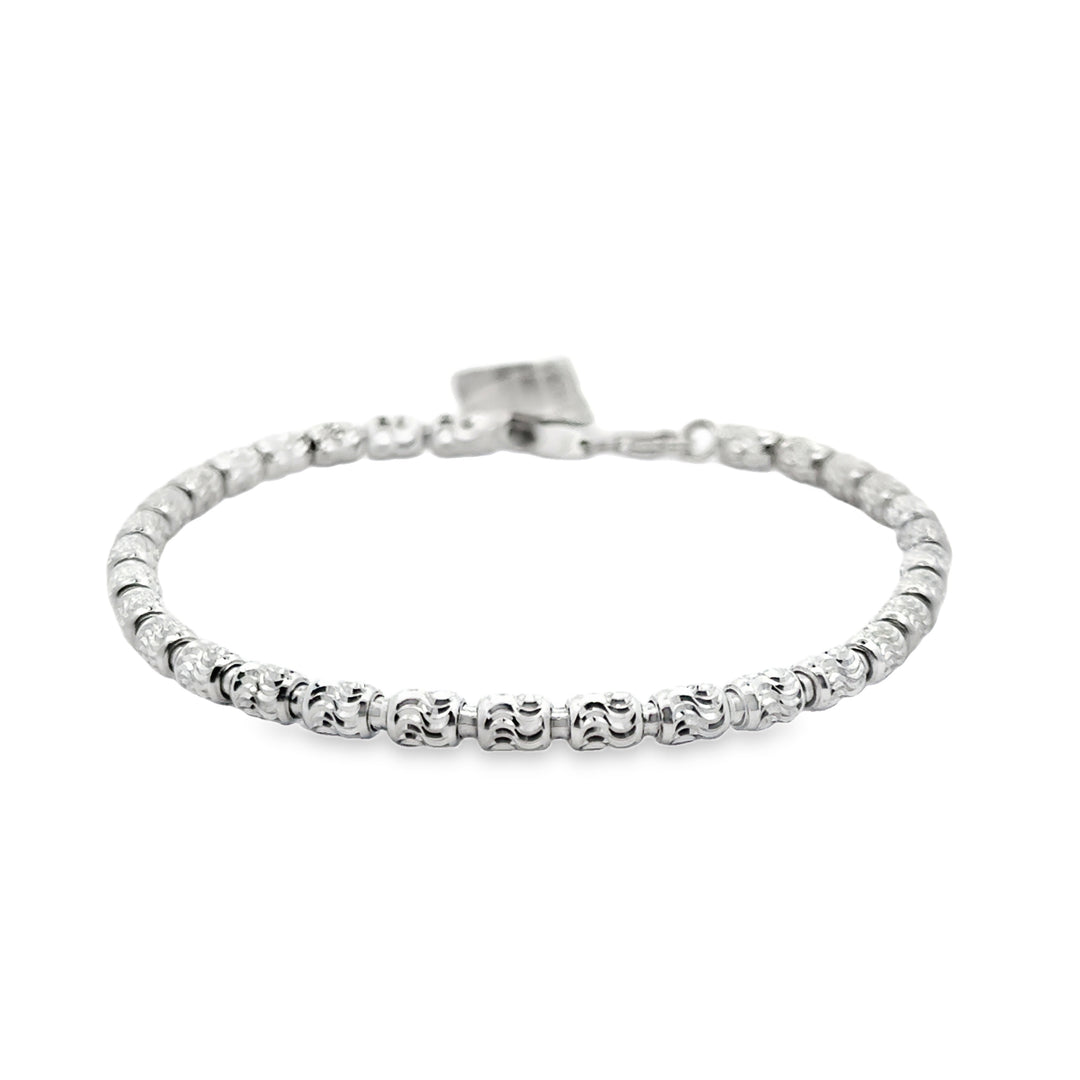 10K White Gold 4mm Diamond Cut Bracelet