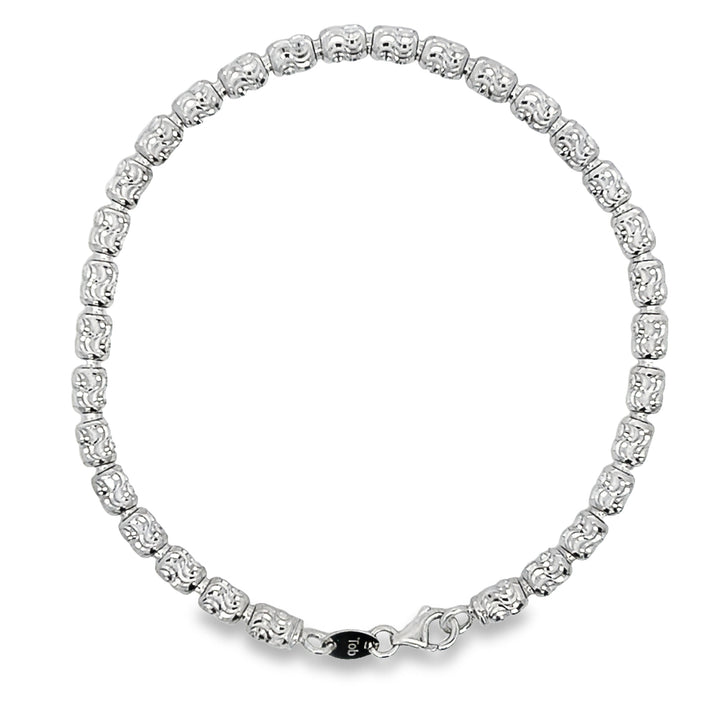 White Gold Diamond Cut Bracelet 8"