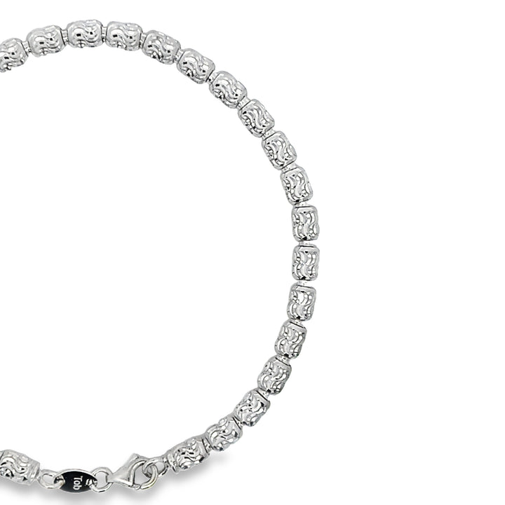 White Gold Diamond Cut Bracelet 8"