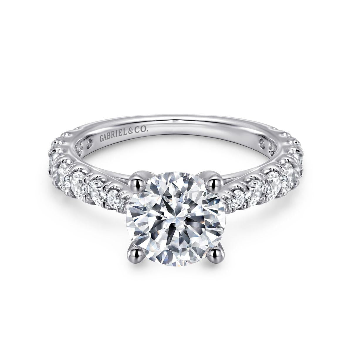 White Gold Round Diamond Engagement Ring Mounting