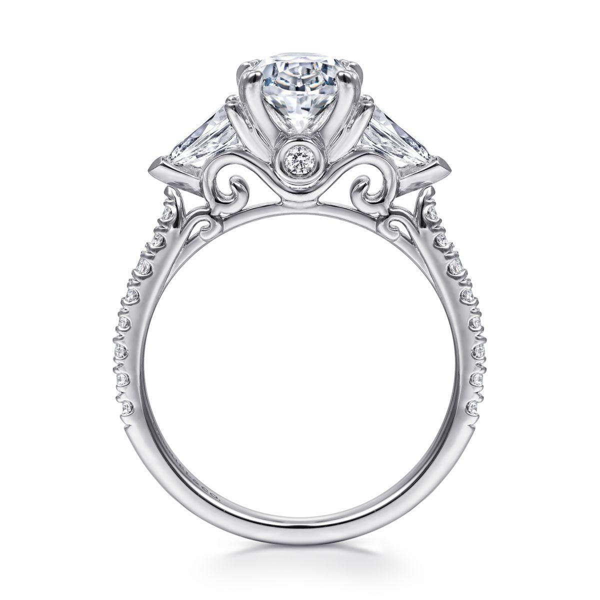 White Gold Oval Three Stone Diamond Engagement Ring