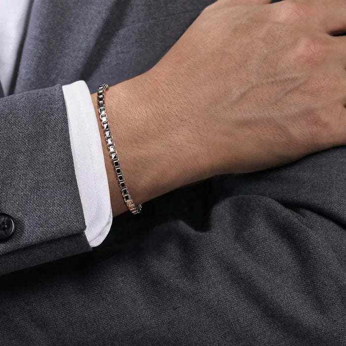 925 Sterling Silver Men's Solid Box 5mm Chain Bracelet alternate view