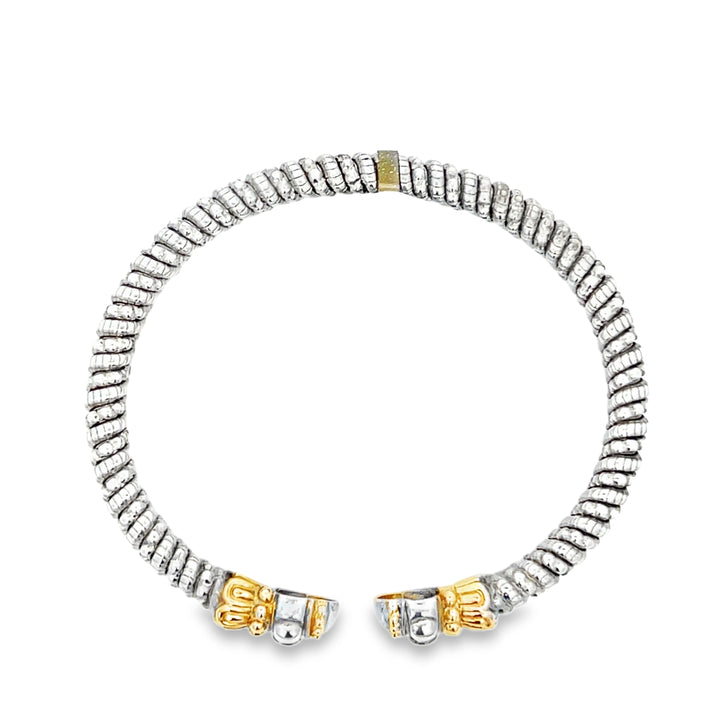 14K Yellow Gold & Sterling Silver Half Open Bangle Bracelet