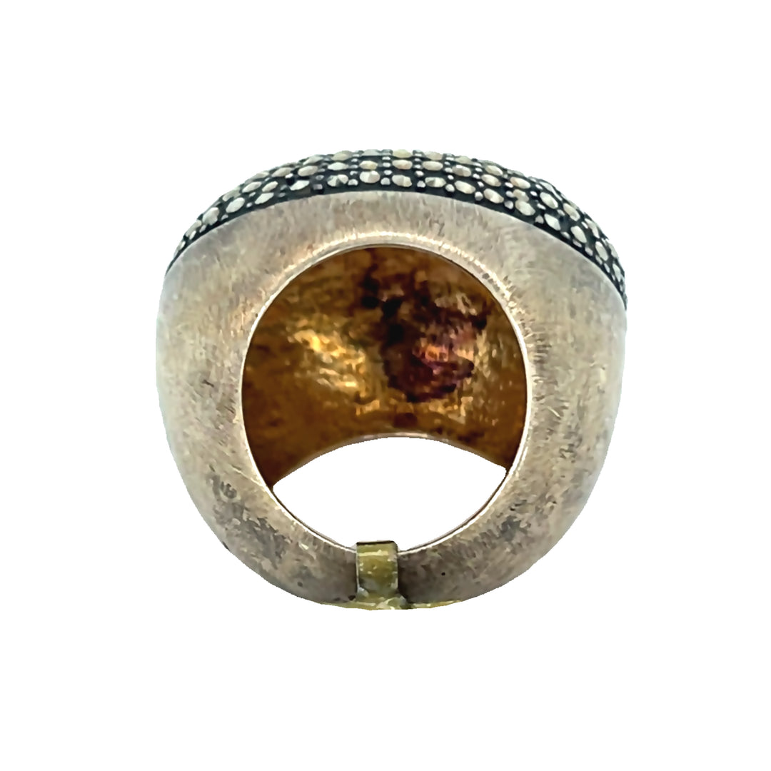 Yellow Color Sterling Silver Marcasite Ring