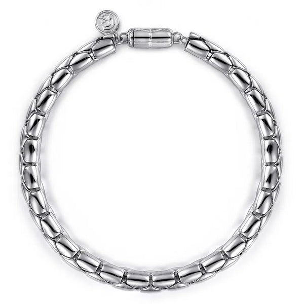 925 Sterling Silver Tubular Men's Solid 6mm Chain Bracelet