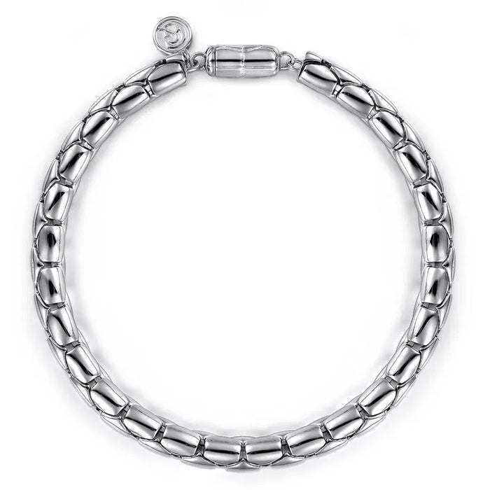925 Sterling Silver Tubular Men's Solid 6mm Chain Bracelet