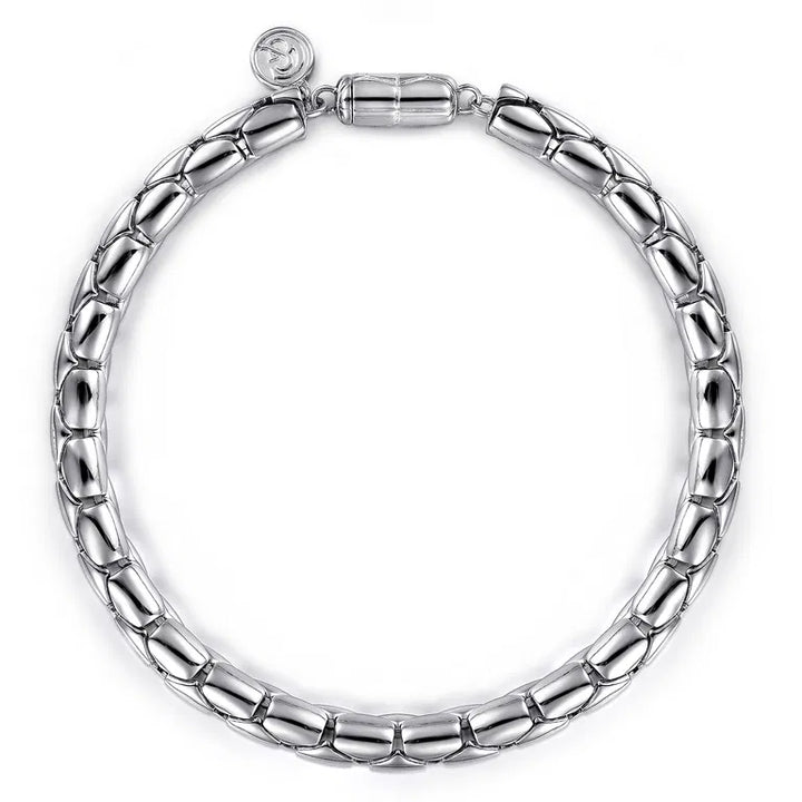 925 Sterling Silver Tubular Men's Solid 6mm Chain Bracelet
