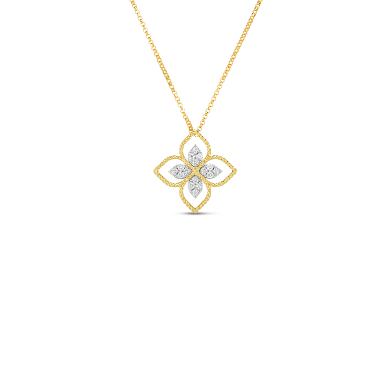 Princess Flower 18K Yellow Gold Diamond Necklace