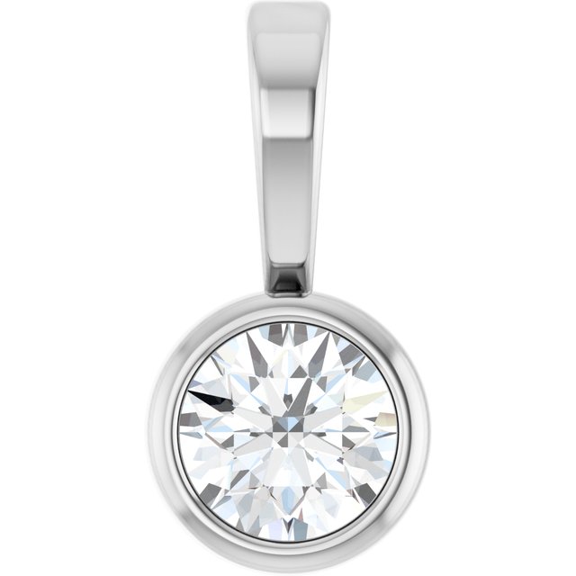 Bezel-Set Natural Diamond Pendant in Gold, Silver & Platinum