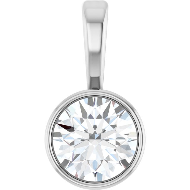 14K Gold Lab-Grown Diamond Bezel-Set Pendant - Options Available