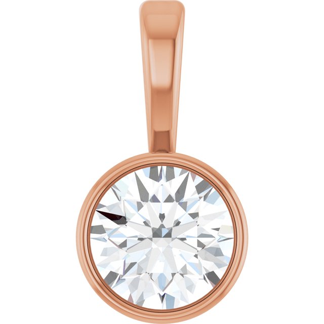 14K Gold Lab-Grown Diamond Bezel-Set Pendant - Options Available
