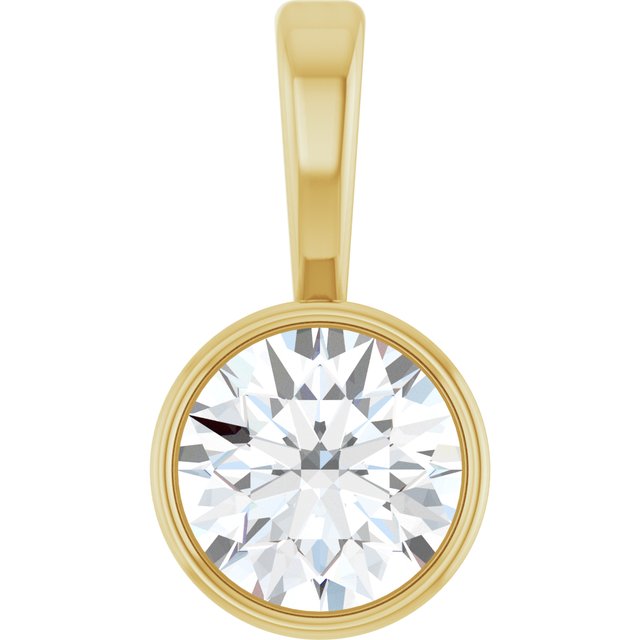 14K Gold Lab-Grown Diamond Bezel-Set Pendant - Options Available