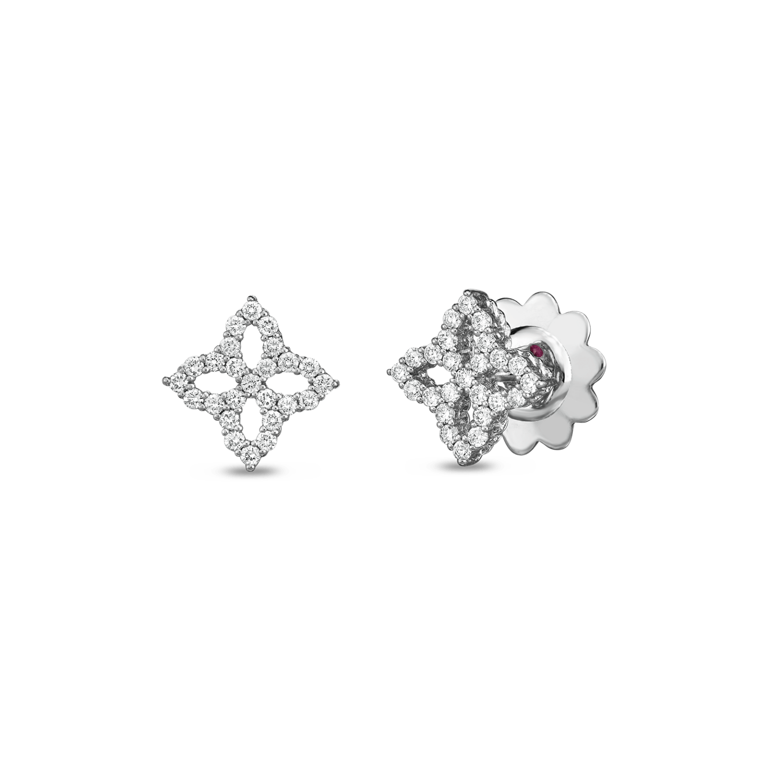 18K White Gold .32ctw Diamond Princess Flower Earrings