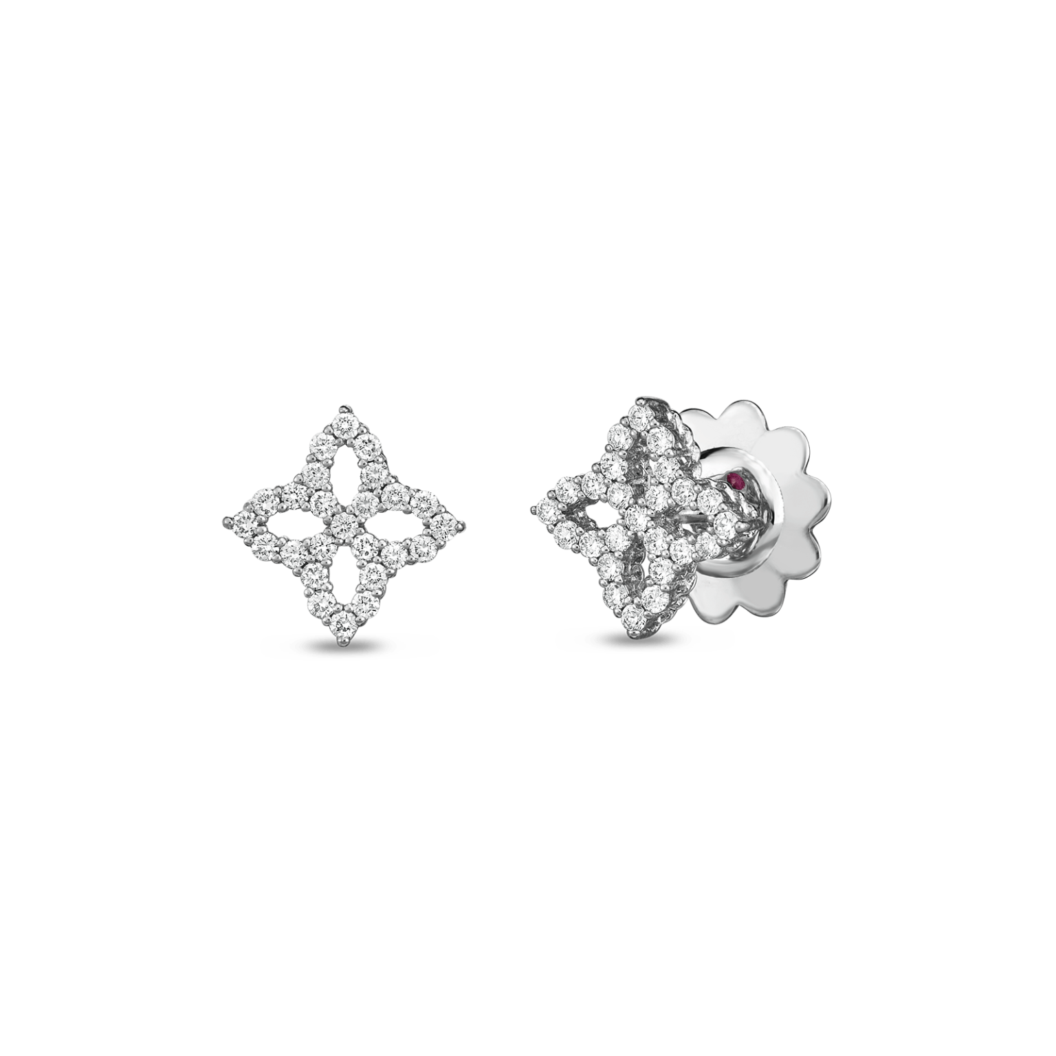 White Gold .32ctw Diamond Princess Flower Earrings