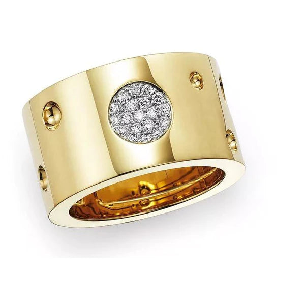 Roberto Coin 18K Yellow Gold .15ctw Diamond Pois Moi Luna Ring