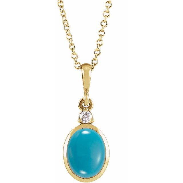 14K Gold Natural Ethiopian Opal and Diamond Cabochon Necklace