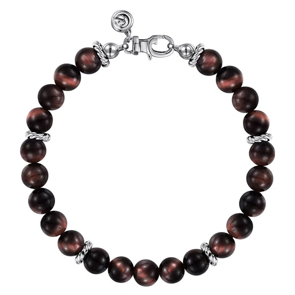 925 Sterling Silver Tiger Eye Beaded Bracelet 8mm