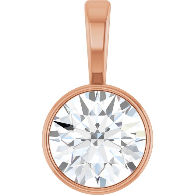 14K Gold Lab-Grown Diamond Solitaire Bezel Pendant - Options Available