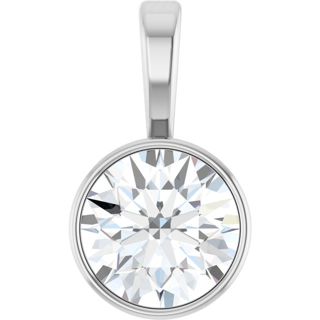 14K Gold Natural Diamond Solitaire Bezel Pendant - Options Available