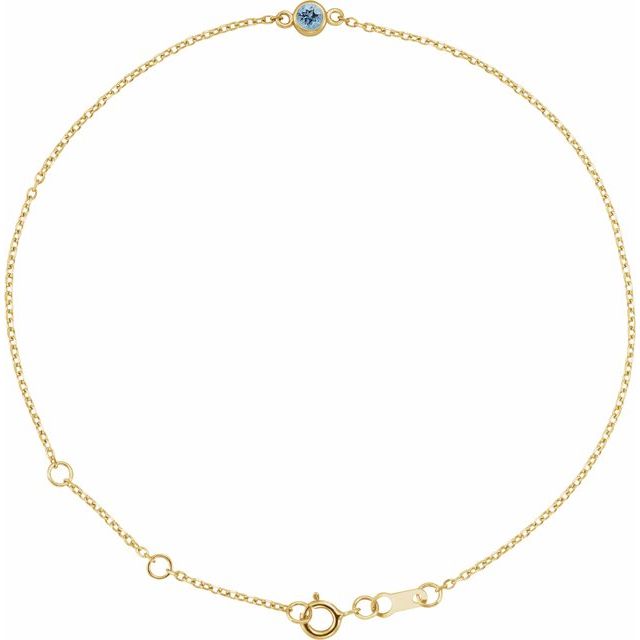 14K Gold Bezel-Set Solitaire Bracelet - Options Available