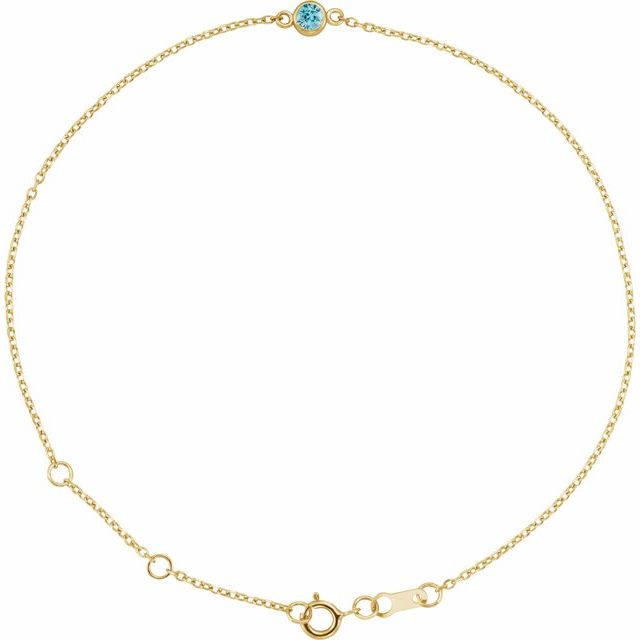 14K Gold Bezel-Set Solitaire Bracelet - Options Available