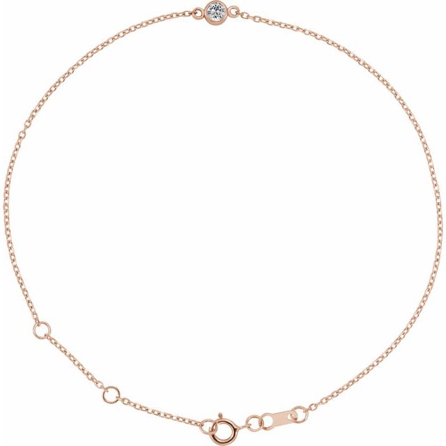 14K Gold Bezel-Set Solitaire Bracelet - Options Available