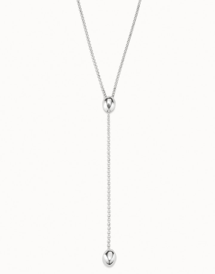 Silver Long Ball Drop Necklace