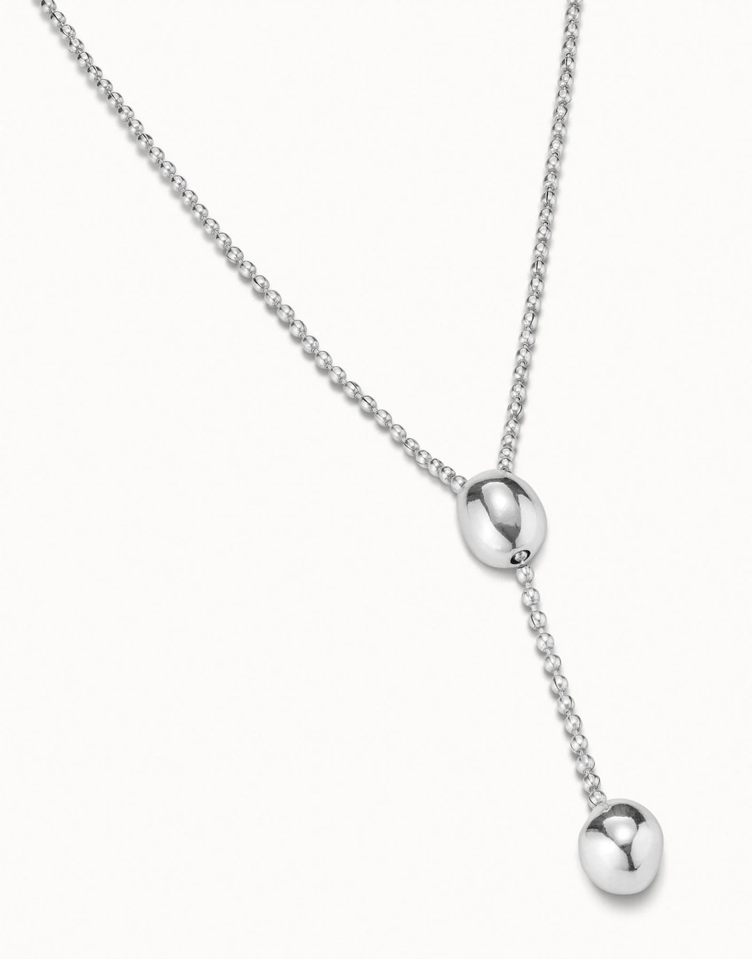 Silver Long Ball Drop Necklace