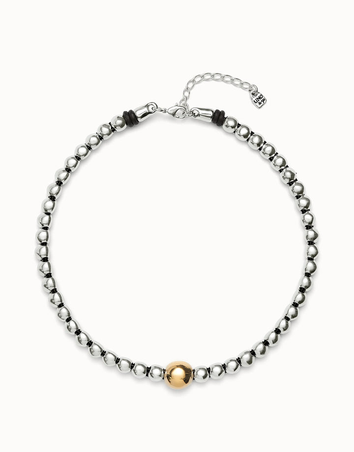 Silver Coated in 18K Yellow Gold Bead Necklace