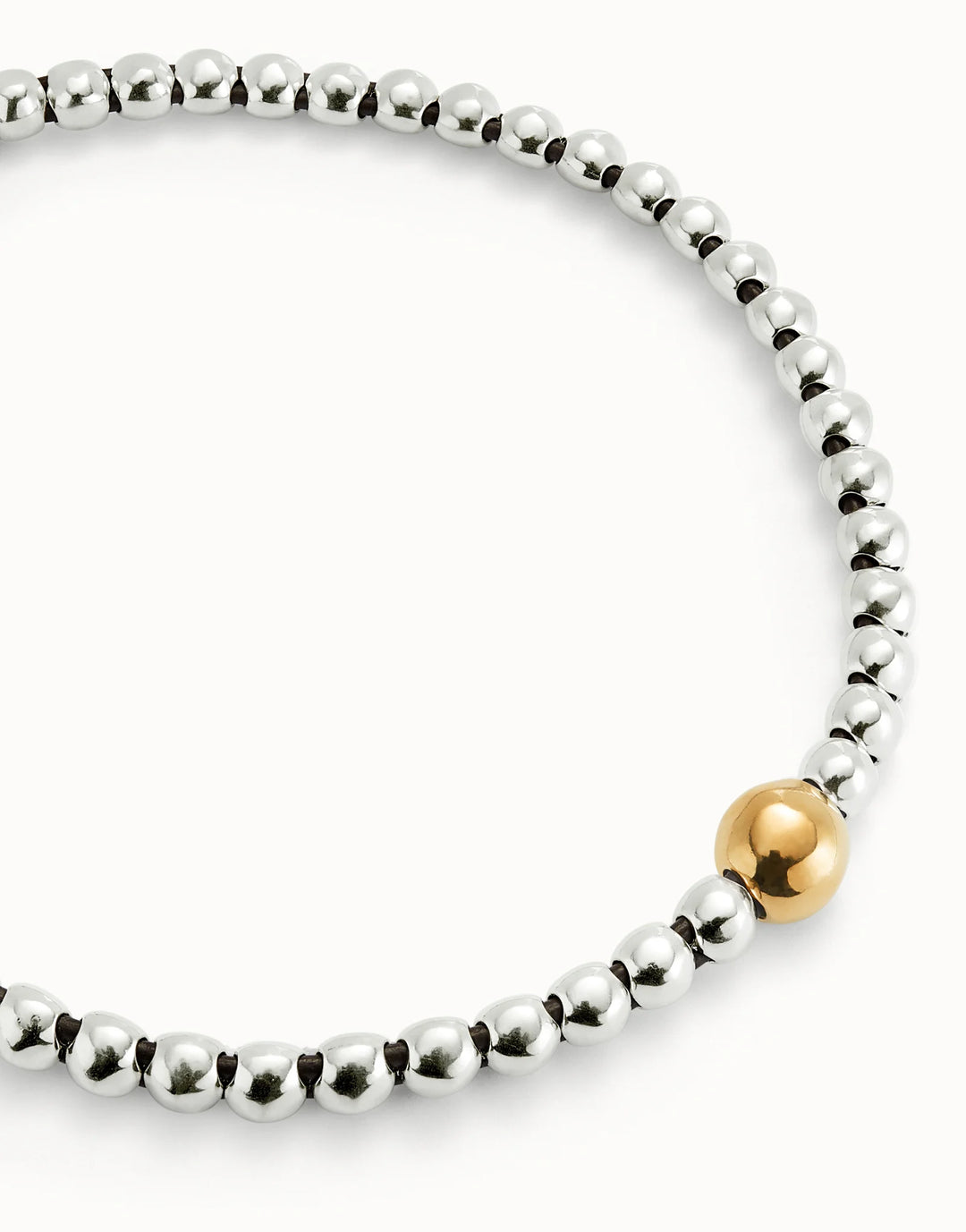 Silver Coated in 18K Yellow Gold Bead Necklace